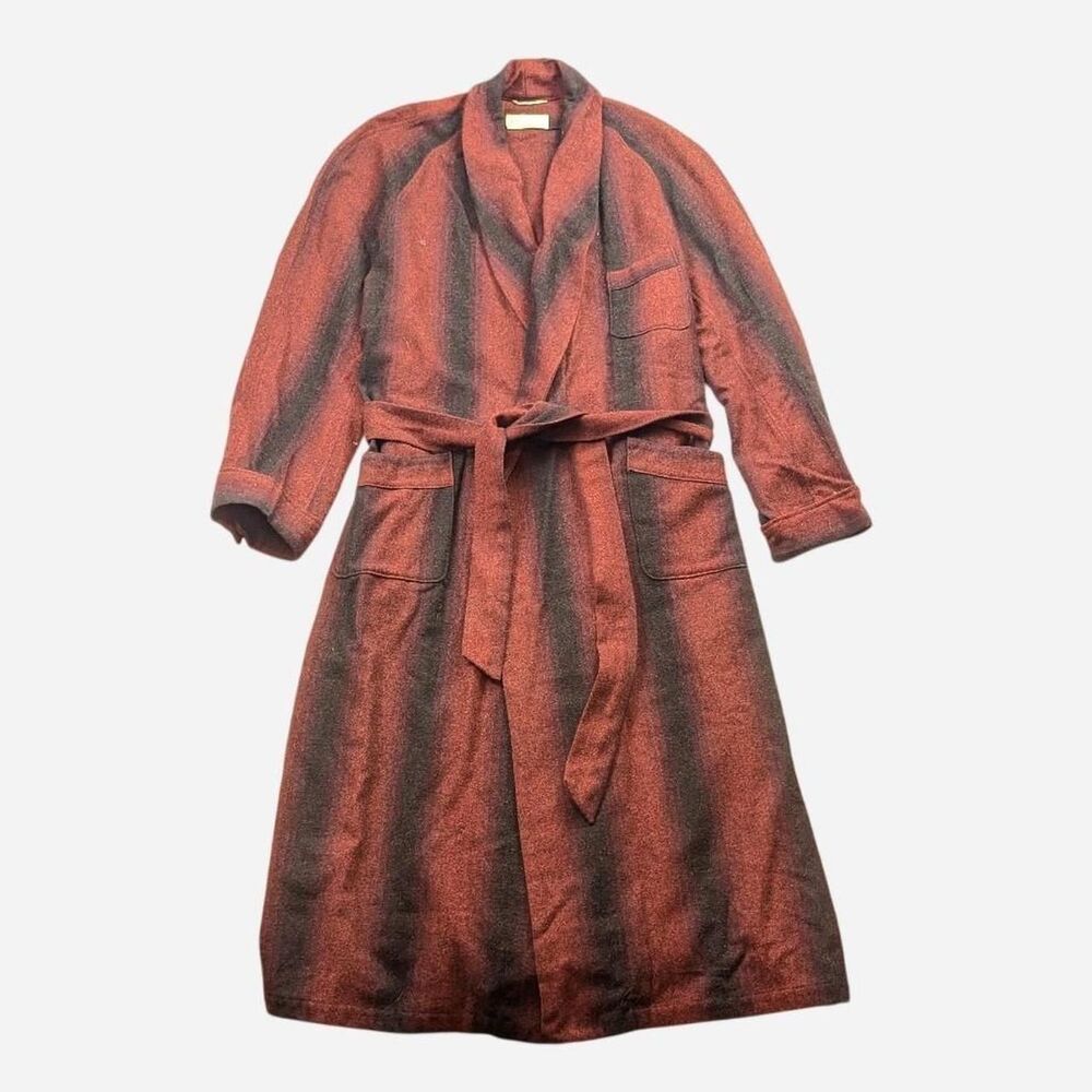 Vintage Pendleton Shadow Plaid Wool Robe Red Ombre Design RARE One Size